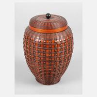 Deckelvase mit Bambusgeflecht111