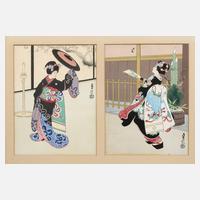 Paar japanische Farbholzschnitte111