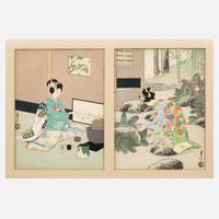 Paar japanische Farbholzschnitte111