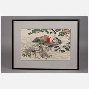 Nach Kitagawa Utamaro, ”Awabi Taucher”