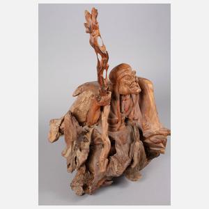 Große Teakholz-Plastik