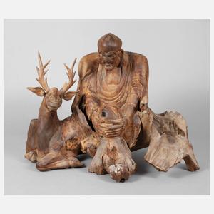 Große Teakholz-Plastik