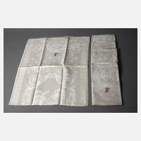 Fünf Gebilddamast-Handtücher mit Spruch111