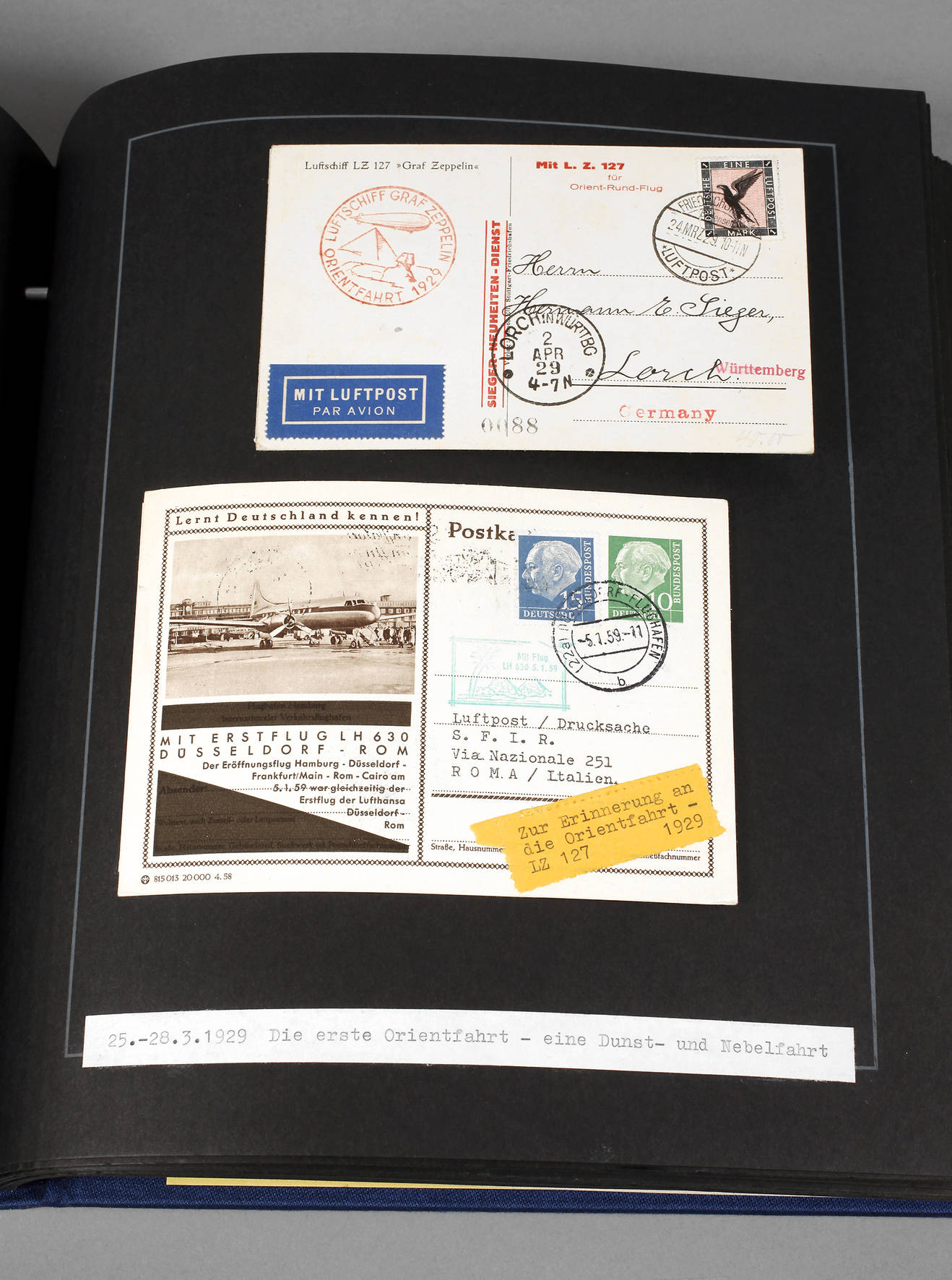 Briefmarkenalbum Dt. Luftschiffs-/Ballonpost Flugjubiläen