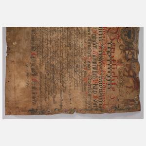 Kalligraphischer Lehrbrief der Metzgerzunft