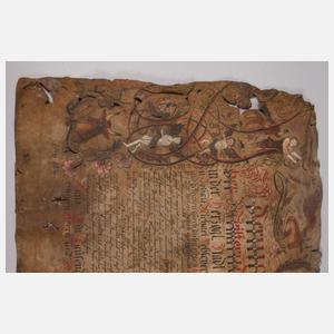 Kalligraphischer Lehrbrief der Metzgerzunft