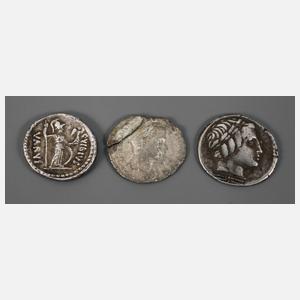 Drei antike römische Münzen