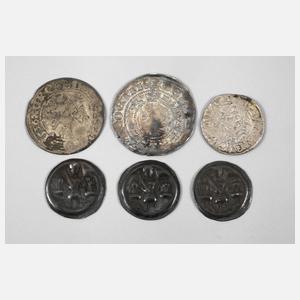 Sechs Kleinmünzen R.D.R.