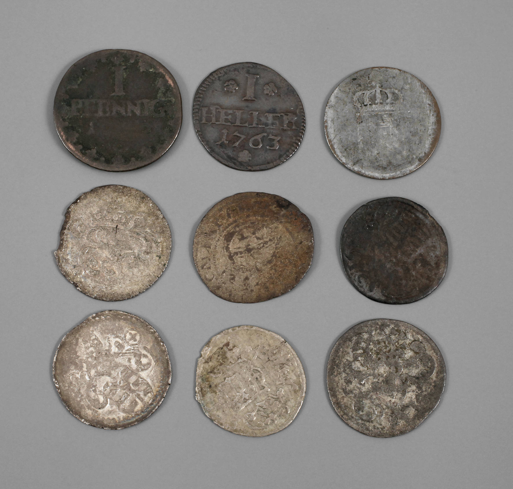 Neun Kleinmünzen Sachsen