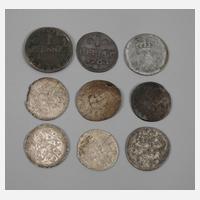 Neun Kleinmünzen Sachsen111