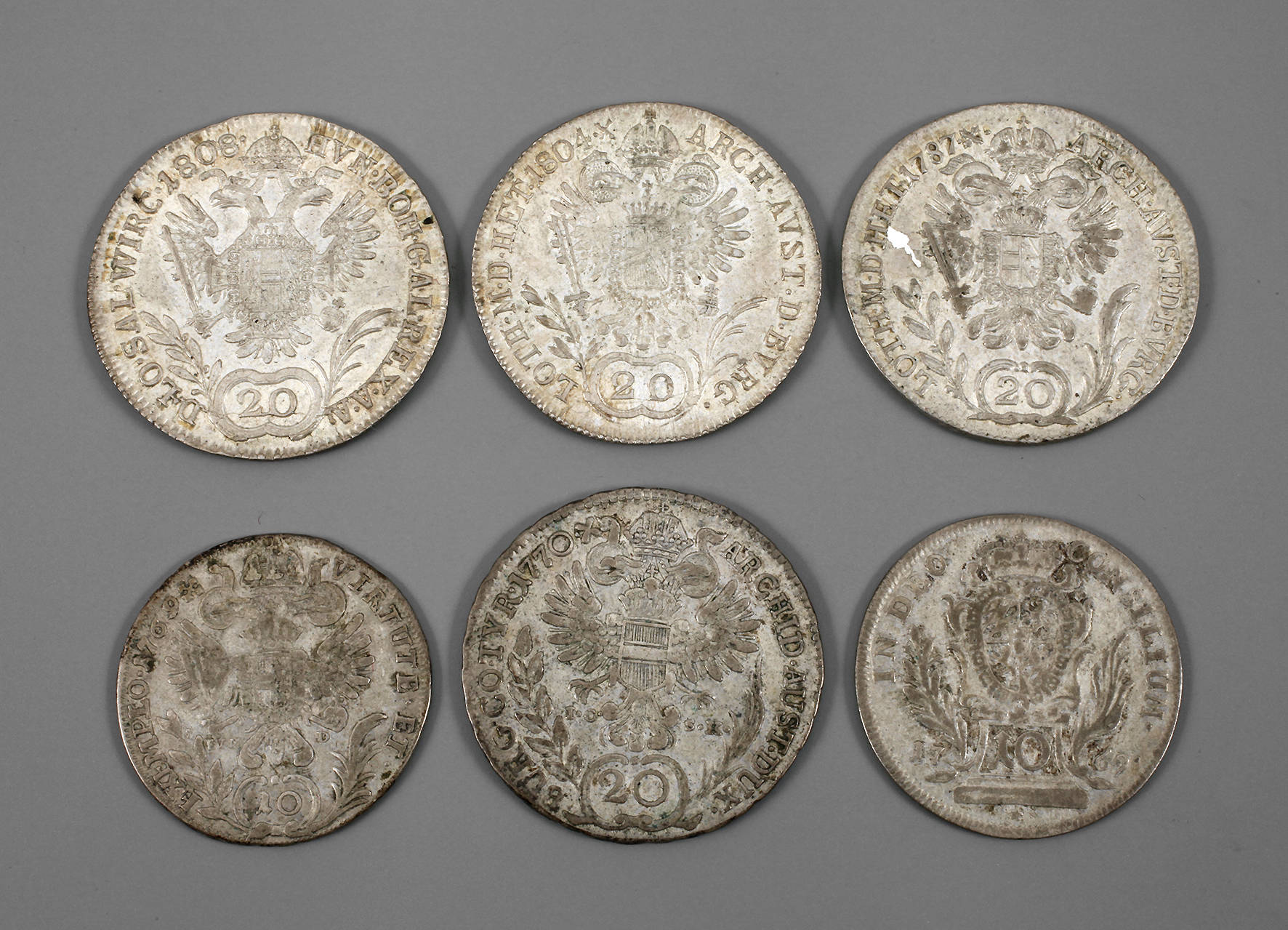 Sechs Silbermünzen D.R.