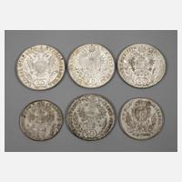 Sechs Silbermünzen D.R.111