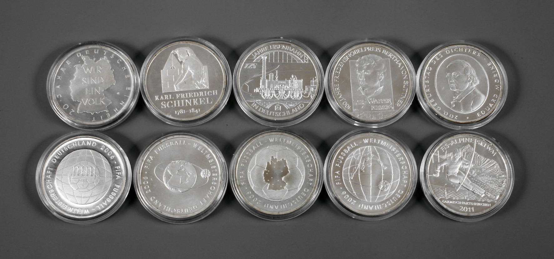 Zehn Silbermünzen Deutschland