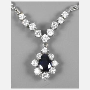 Collier Weißgold mit Saphir