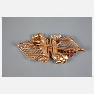 Großer Doppelclip Rubin und Brillant