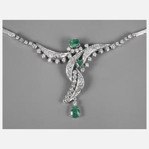 Brillantcollier mit Smaragd