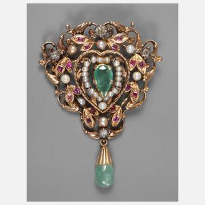 Goldbrosche Smaragd