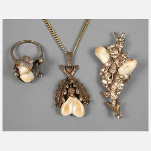 Drei Teile Grandelschmuck Gold