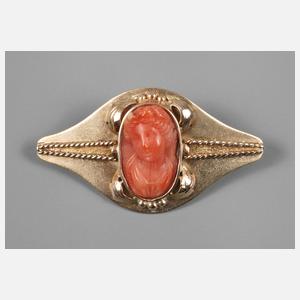 Gemmenbrosche Gold und Koralle