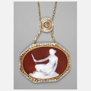 Großes Goldcollier Diamant/Achat