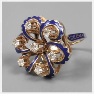 Brillantring mit Email