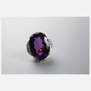 Übergroßer Damenring Brillant und Amethyst