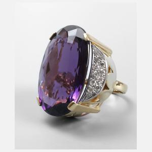 Übergroßer Damenring Brillant und Amethyst