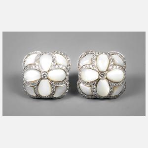 Paar Ohrstecker Diamant und Mondstein