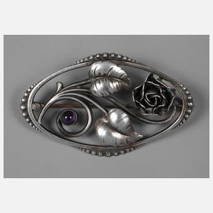 Blütenbrosche mit Amethyst