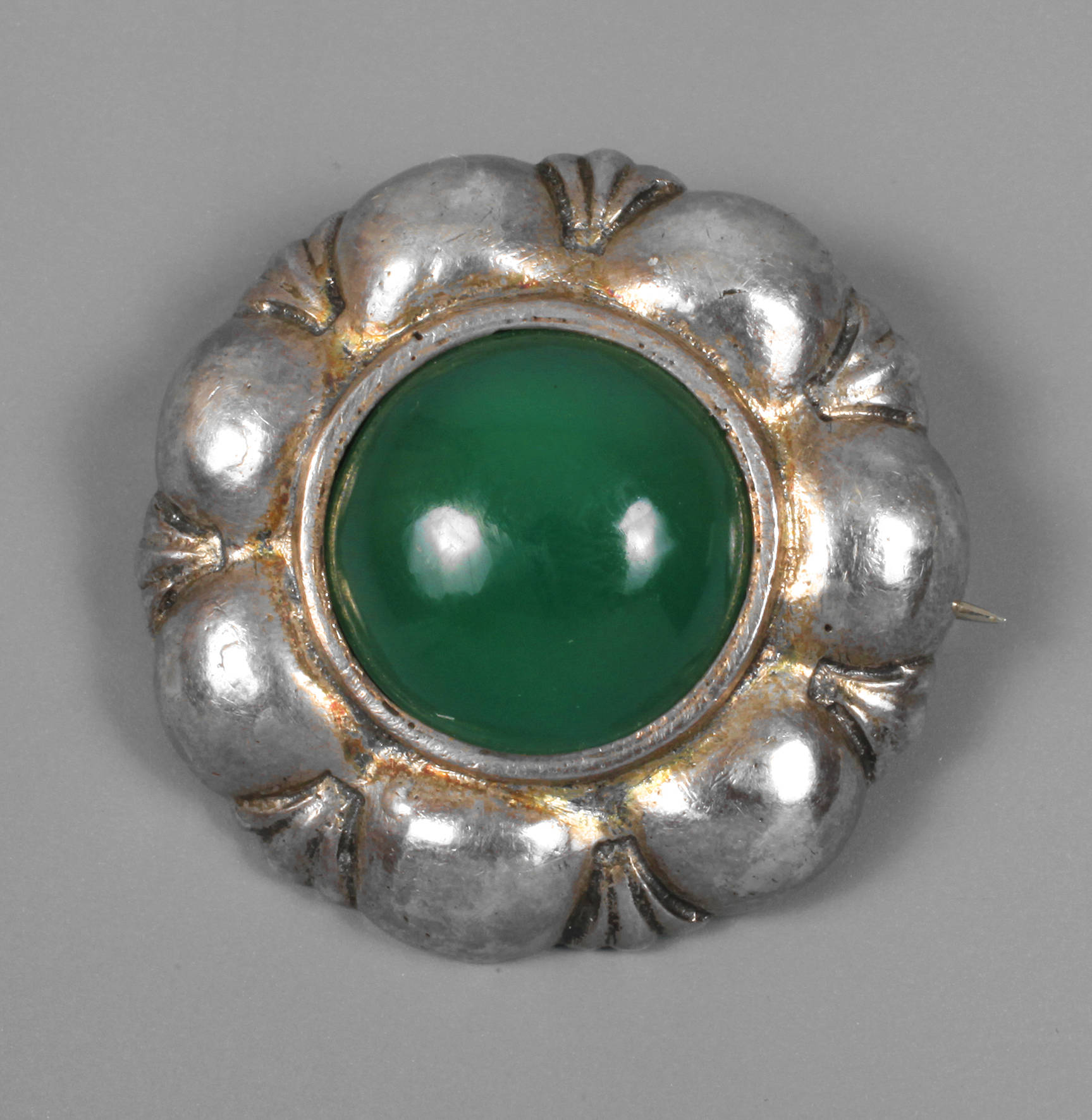 Jugendstilbrosche Chrysopras