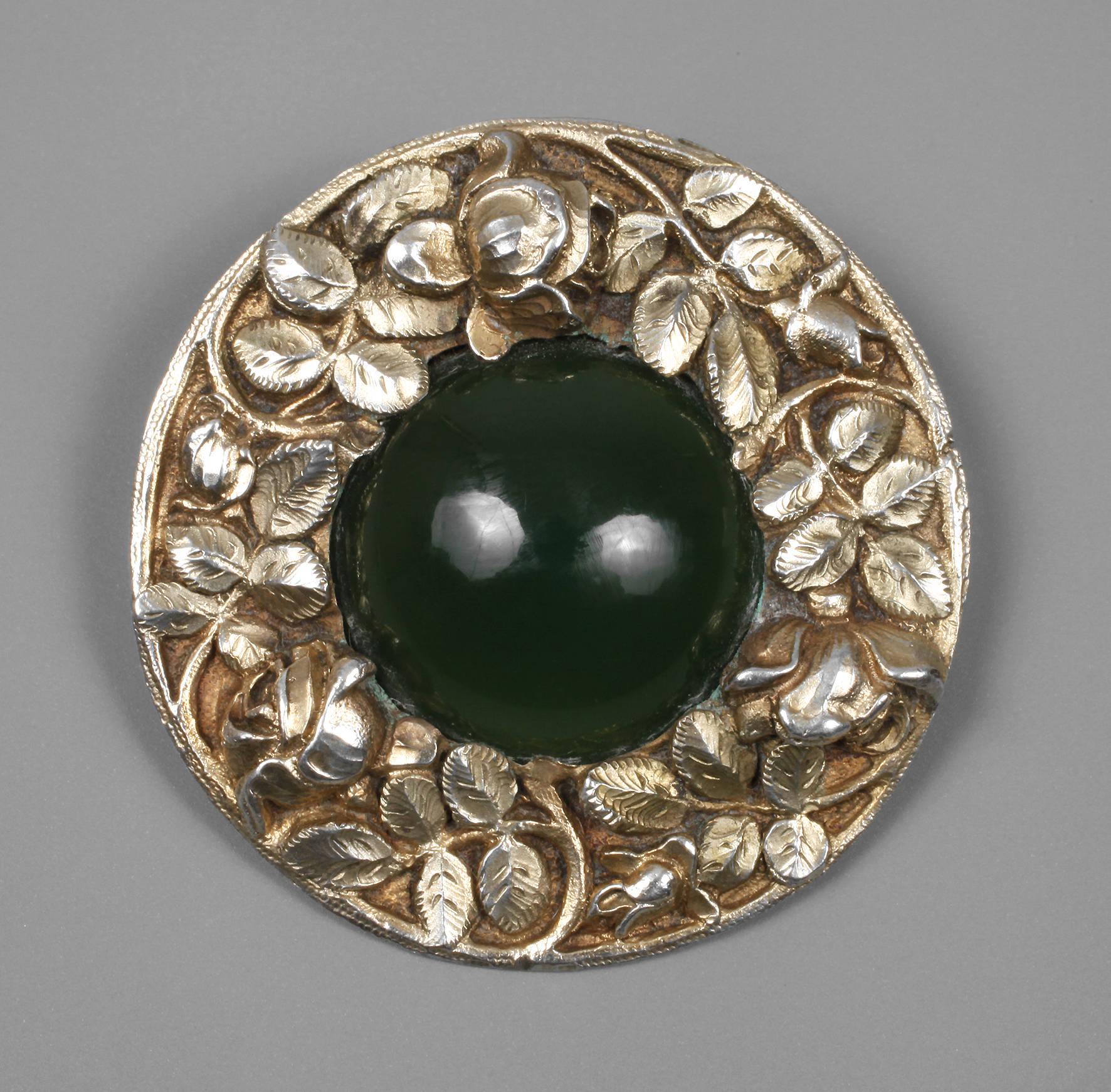 Jugendstilbrosche Chrysopras