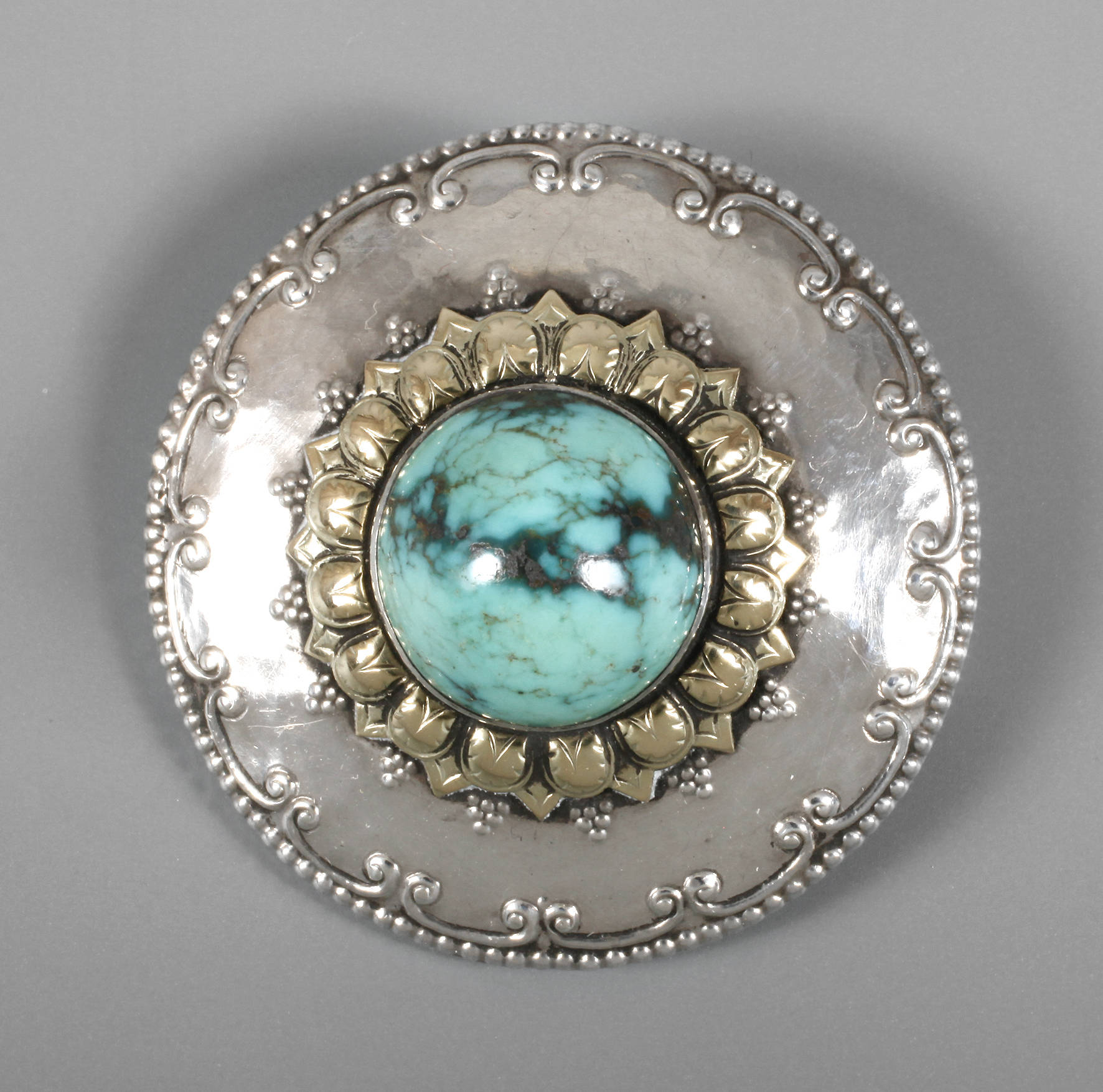 Silberbrosche mit Türkis