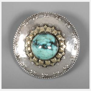 Silberbrosche mit Türkis