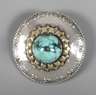 Silberbrosche mit Türkis