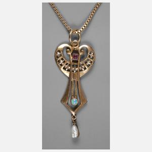 Jugendstilanhänger mit Kette