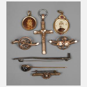 Konvolut Jugendstilschmuck Doublé