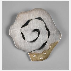 Designbrosche mit Gold und Diamant