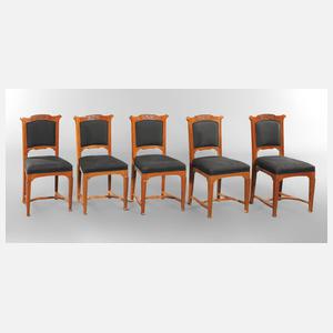 Fünf Stühle Jugendstil