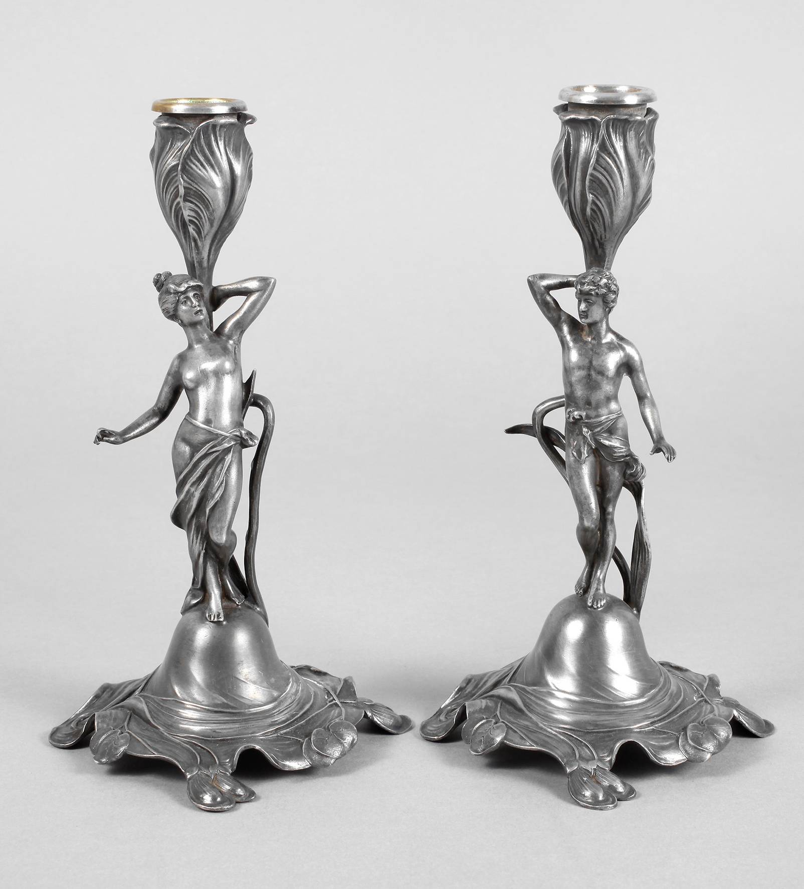 WMF Geislingen Paar figürliche Jugendstilleuchter