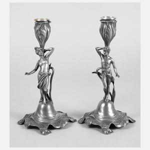 WMF Geislingen Paar figürliche Jugendstilleuchter