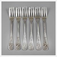 WMF sechs Gemüsegabeln Efeudekor111