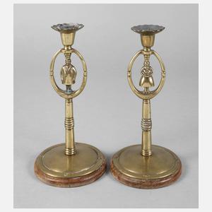 Paar figürliche Hochzeitsleuchter Messing