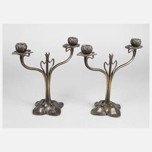 Paar Jugendstilleuchter Seerosendekor