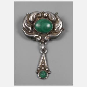 Jugendstilbrosche Malachit