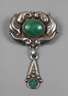 Jugendstilbrosche Malachit
