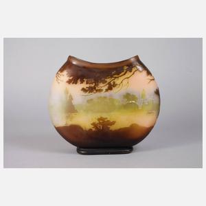Seltene Vase Emile Gallé mit Anglermotiv