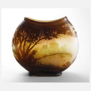 Seltene Vase Emile Gallé mit Anglermotiv