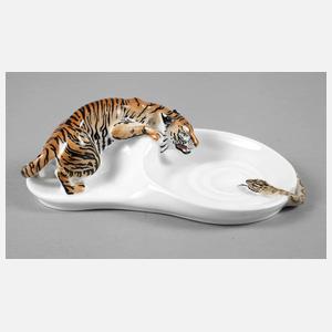 Meissen Teichert Schale mit Tiger und Schlange