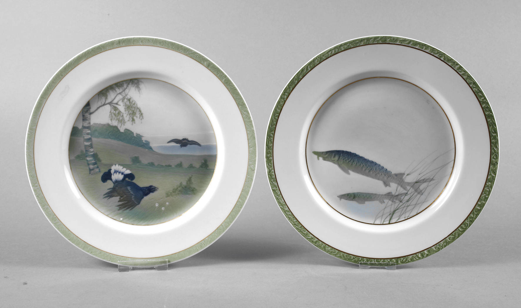 Rosenthal zwei Wandteller Unterglasurmalerei