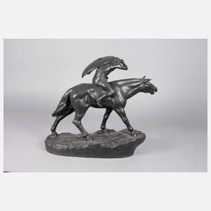 Niederlösnitz/Dresden Große Figur reitender Indianer